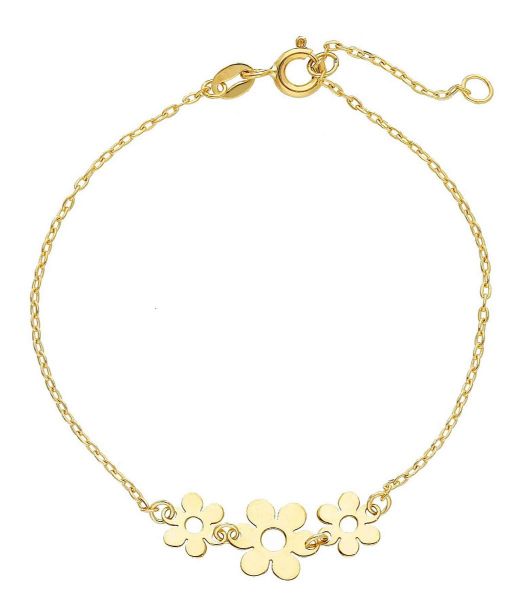 Imagen de Pulsera Flores oro amarillo 18k | 16 cm