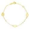 Imagen de Pulsera Flores oro amarillo 9k | 16 cm