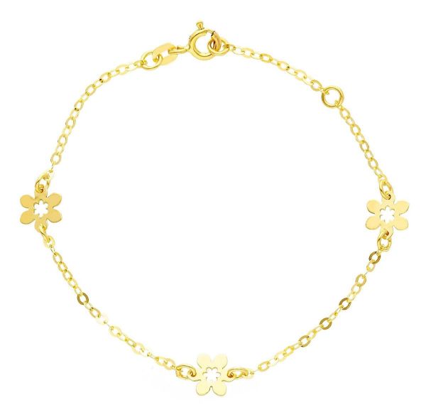 Imagen de Pulsera Flores oro amarillo 9k | 16 cm