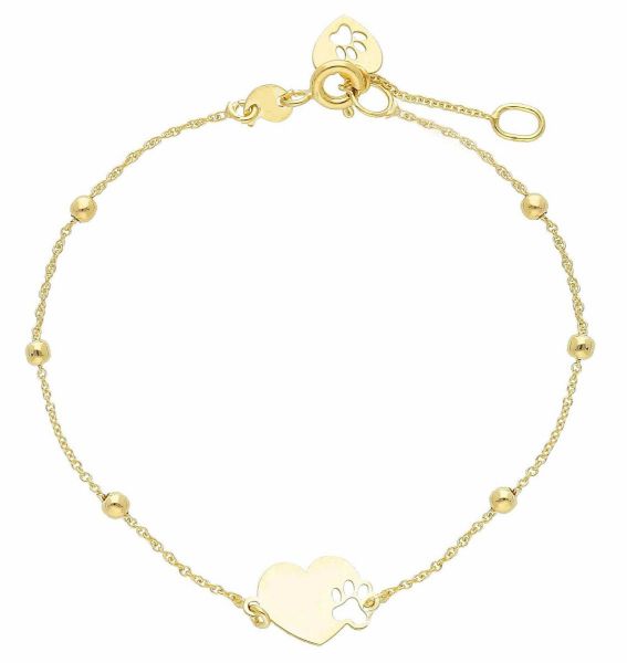 Imagen de Pulsera Corazón y esferas oro amarillo 9k | 16+2 cm