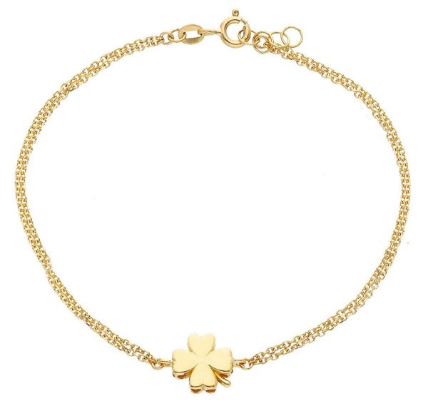 Imagen de Pulsera Trébol de 4 hojas oro amarillo macizo 18k | 17+1 cm