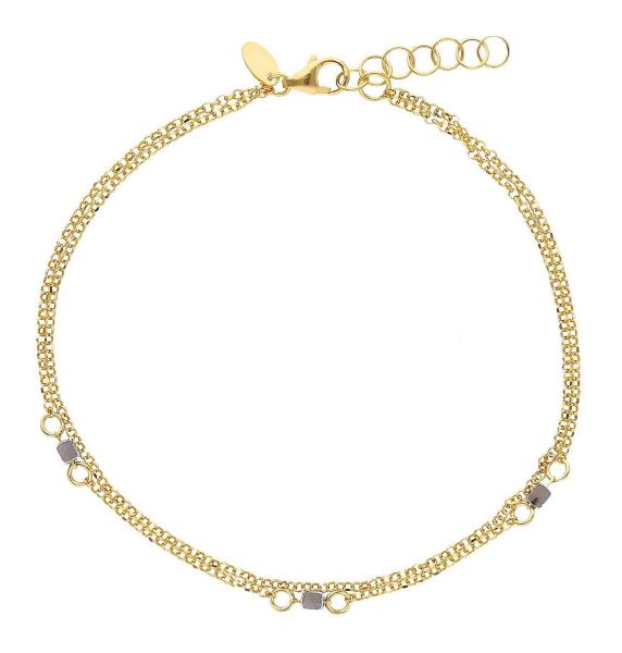 Imagen de Pulsera ultraligera oro bicolor 18k y cubos | 17+2 cm