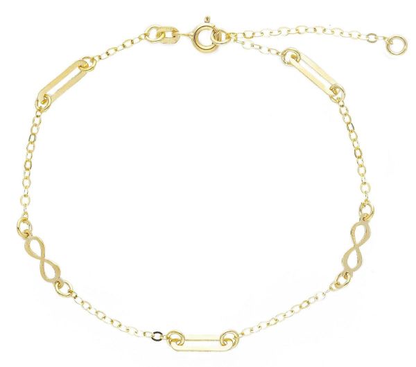 Picture of 9k yellow gold Infinity symbols Bracelet | 17+2 cm
