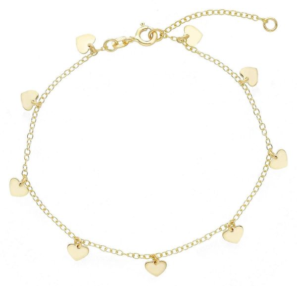 Imagen de Pulsera Corazones charms oro amarillo 9k | 17+3 cm