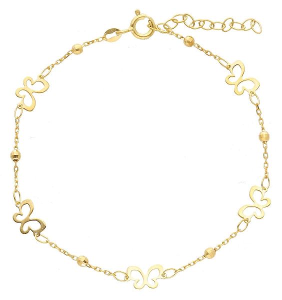 Imagen de Pulsera Mariposas y esferas oro amarillo 9k | 17+3 cm