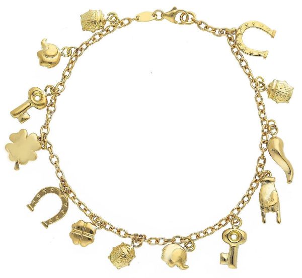 Imagen de Pulsera charms buena Suerte oro amarillo 18k | 18 cm