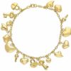 Imagen de Pulsera charms Corazones y Candados oro 18k | 18 cm