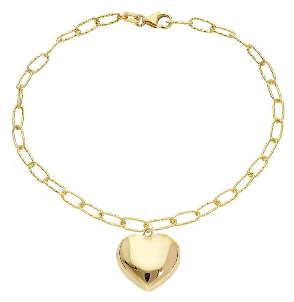 Picture of 18k yellow gold Heart charm Bracelet | 18 cm