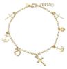 Immagine di Bracciale Cuori Croci e Ancore oro giallo 18k | 18 cm