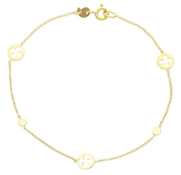 Picture of 9k yellow gold four-leaf Clovers Bracelet | 18 cm