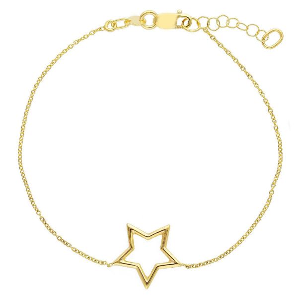 Picture of 9k yellow gold wire Star Bracelet | 18 cm