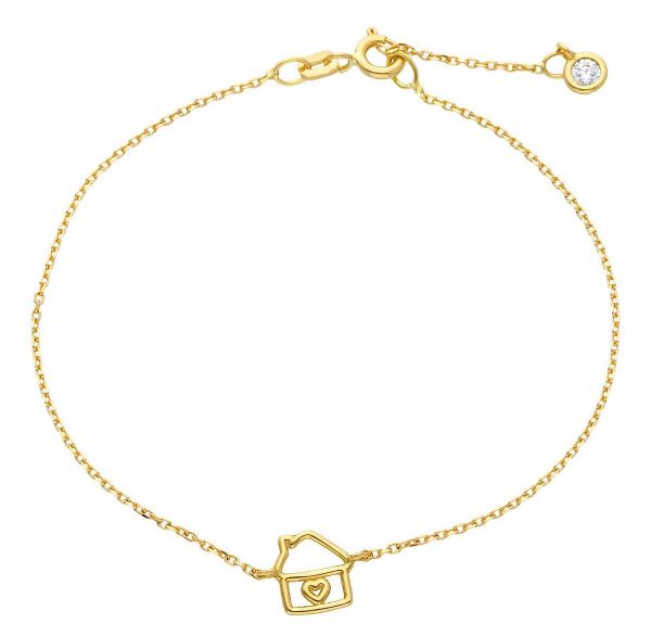 Immagine di Bracciale Casa e Cuore a filo oro giallo 18k | 18,5 cm 