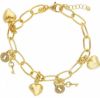 Immagine di Bracciale 3 Cuori e 2 Chiavi oro giallo 18k | 18+3 cm 