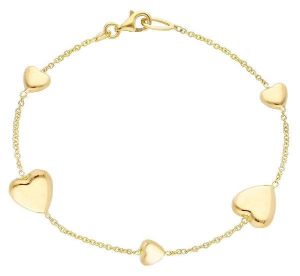 Immagine di Bracciale 5 Cuori alternati oro giallo 18k | 19 cm 