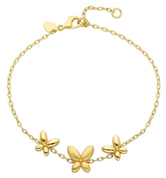 Picture of Solid 18k yellow gold Butterflies Bracelet | 19 cm
