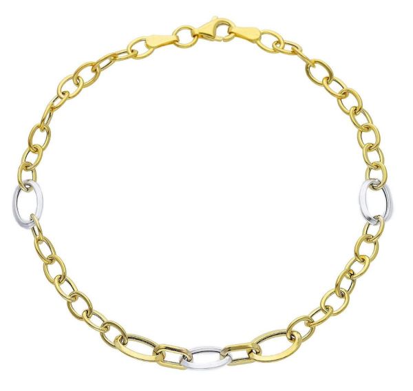 Imagen de Pulsera ultraligera de mujer oro bicolor 18k | 19 cm