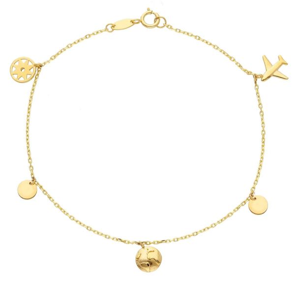 Immagine di Bracciale Simboli Viaggio oro giallo 9k | 19 cm