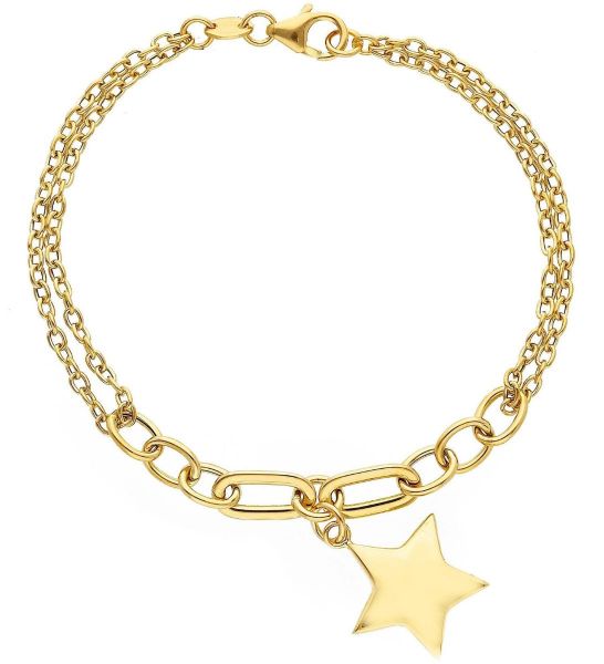 Imagen de Pulsera Estrella charm oro amarillo 18k | 19 cm