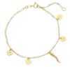 Picture of 9k yellow gold four-leaf Clovers & Horn Bracelet | 19 cm