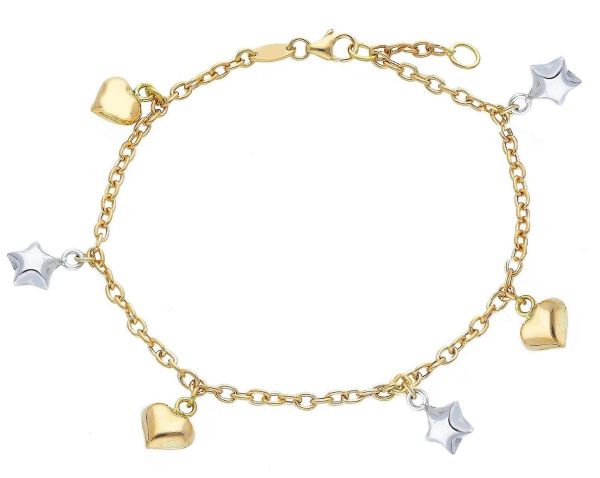 Immagine di Bracciale Cuore e Stella oro bicolor 18k