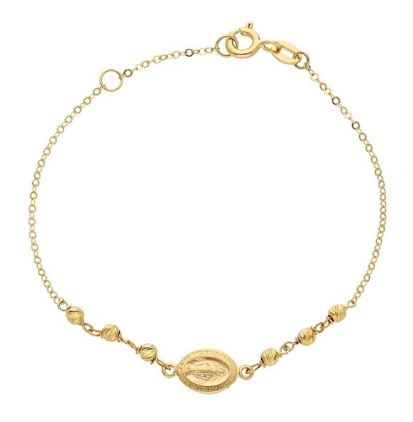 Picture of 18k yellow gold Miraculous Medal Newborn Bracelet | 15 cm