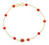 Immagine di Bracciale Coccinella oro giallo 18k e corallo | 15 cm 