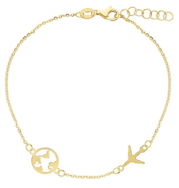 Immagine di Bracciale Aereo e Mondo oro giallo 18k | 17+2 cm 