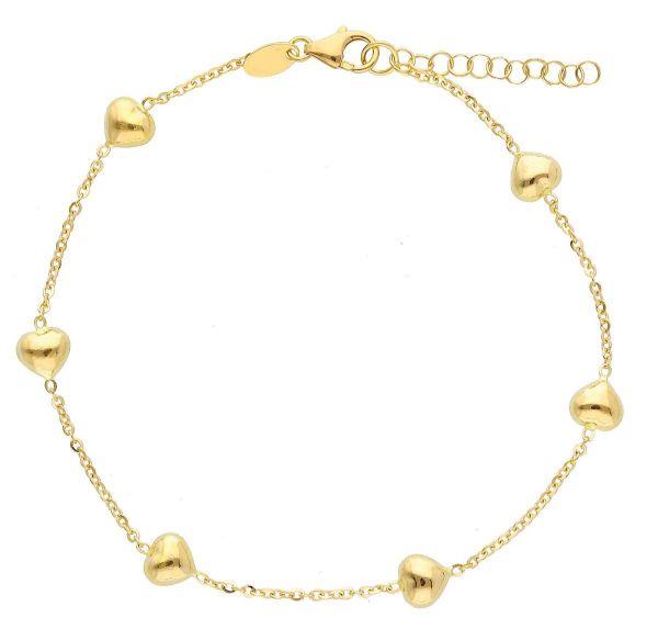 Miore Bracciale Bambini Oro Giallo 375 Con 3 Cuori, 14 Cm - copertina