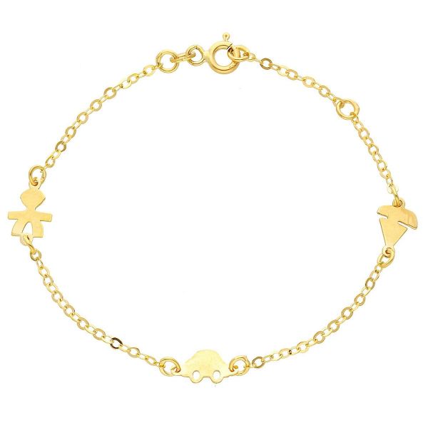 Immagine di Bracciale Barca Macchina e Bimbo oro giallo 9k | 14+2 cm