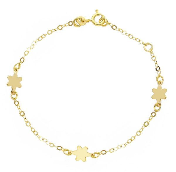 Imagen de Pulsera Flores oro amarillo 9k | 14+2 cm