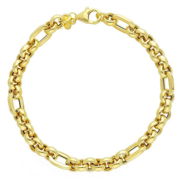 Immagine di Bracciale da donna maglia Rolò alternata 7+1 oro giallo 9k | 18 cm 