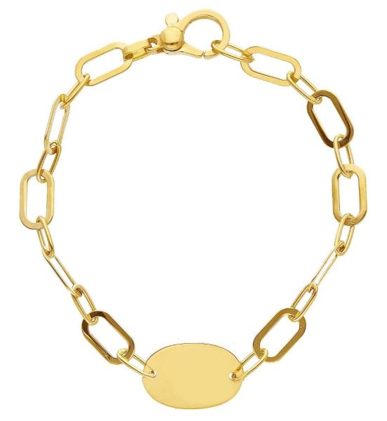 Immagine di Bracciale con Medaglia personalizzata oro giallo 18k | 19 cm 