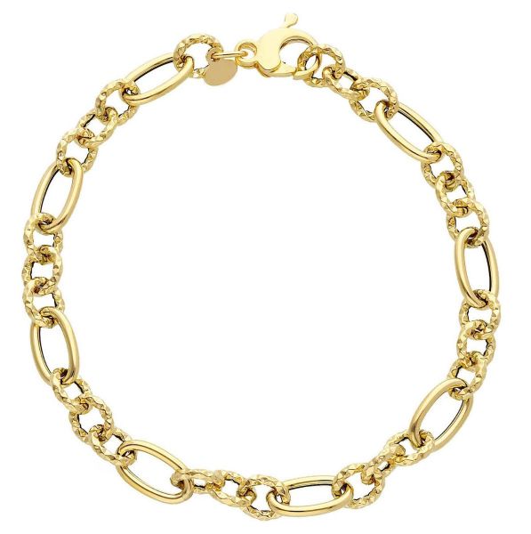 Picture of 18k yellow gold fancy link women's Bracelet | 19 cm