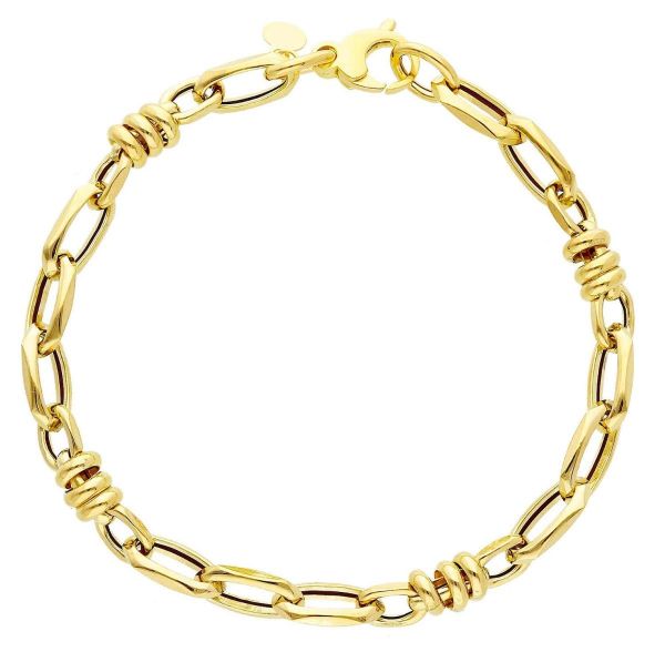 Picture of 18k yellow gold fancy link women's Bracelet | 19 cm