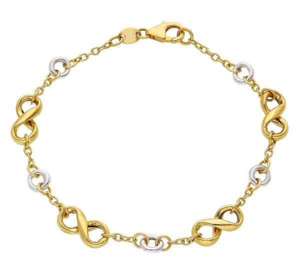 Immagine di Bracciale da donna maglia fantasia oro bicolor 18k | 19 cm 