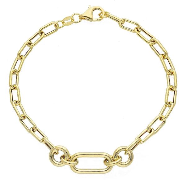 Picture of 18k yellow gold fancy link women's Bracelet | 19 cm