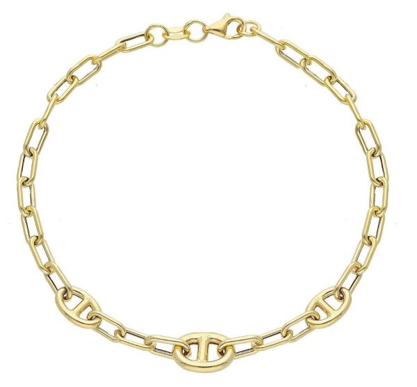 Picture of 18k yellow gold fancy link women's Bracelet | 19 cm