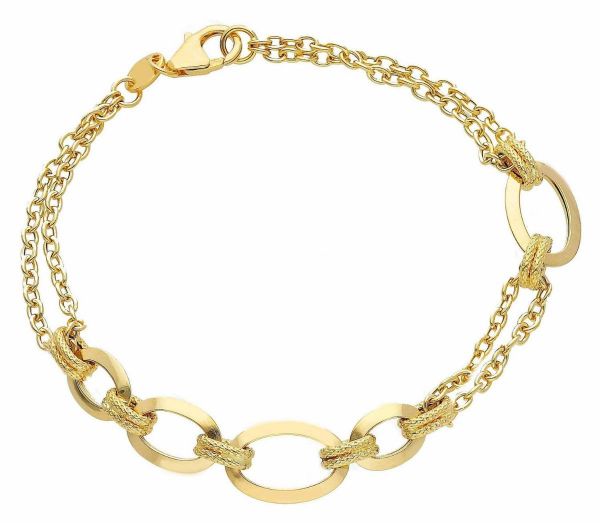 Immagine di Bracciale da donna maglia fantasia oro giallo 18k | 19 cm 