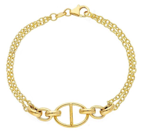 Immagine di Bracciale da donna maglia fantasia oro giallo 18k | 19 cm 