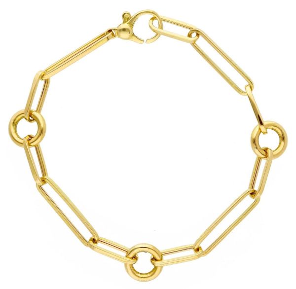 Immagine di Bracciale da donna maglia Paperclip alternata oro giallo 18k | 19 cm 