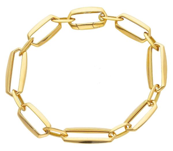 Immagine di Bracciale da donna maglia Paperclip fantasia oro giallo 18k | 19 cm 