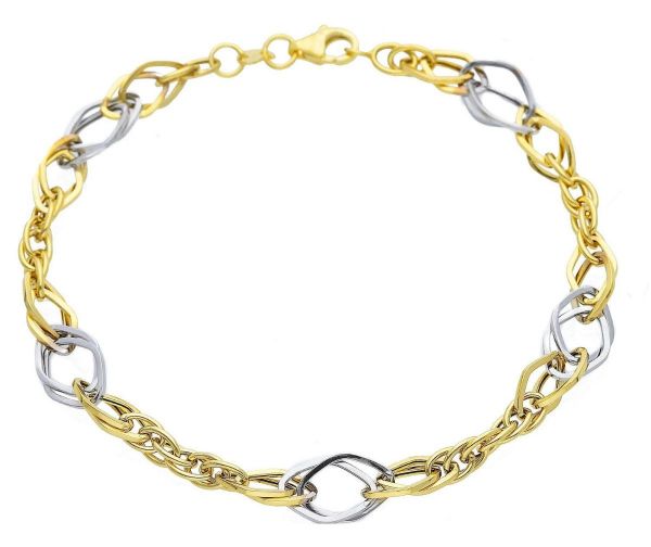 Immagine di Bracciale da donna maglia fantasia oro bicolor 9k | 20 cm 