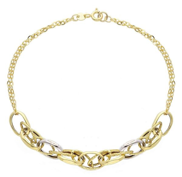 Immagine di Bracciale da donna maglia fantasia oro bicolor 9k | 20 cm