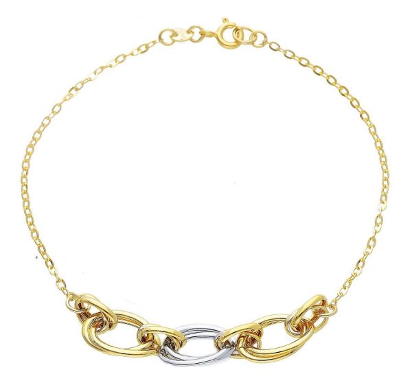 Immagine di Bracciale da donna maglia fantasia oro bicolor 9k | 20 cm