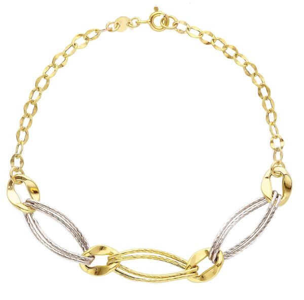 Immagine di Bracciale da donna maglia fantasia oro bicolor 9k | 20 cm