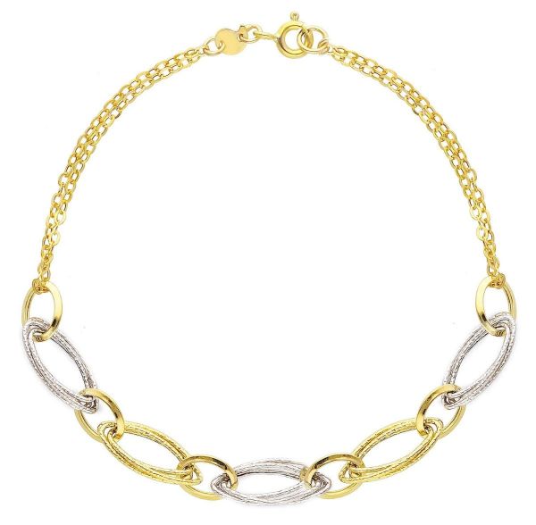 Immagine di Bracciale da donna maglia fantasia oro bicolor 9k