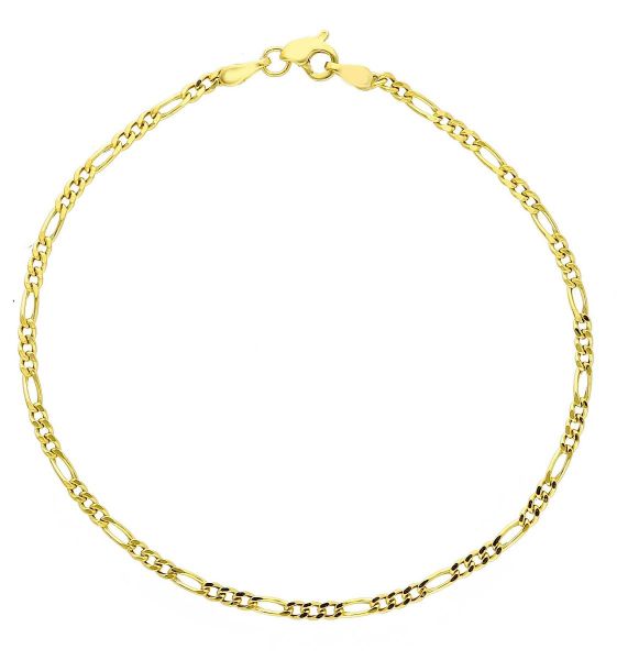 Picture of 9k yellow gold 3+1 Figaro link men's Bracelet | 21 cm