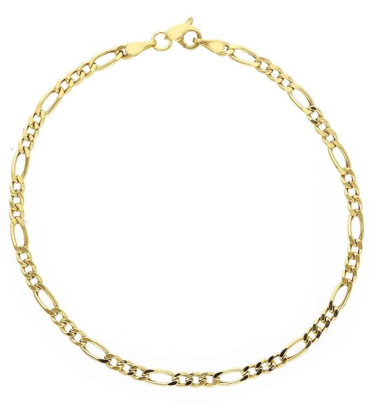 Picture of 9k yellow gold 3+1 Figaro link men's Bracelet | 21 cm