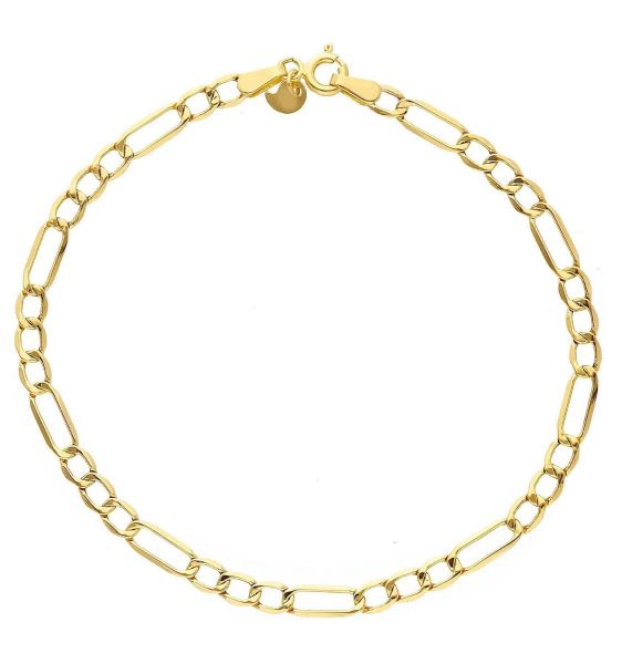 Picture of 9k yellow gold 3+1 Figaro link men's Bracelet | 21 cm