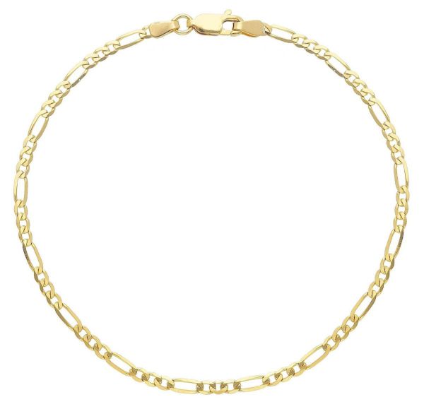 Picture of Solid 9k yellow gold 3+1 Figaro link men's Bracelet | 21 cm